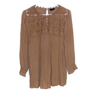 PERCH By Blu Pepper Crochet Boho Tunic Top 1XL